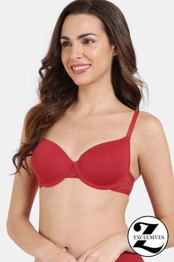 Buy Zivame Beautiful Basics Padded Wired Medium Coverage T-Shirt Bra - Chinese Red